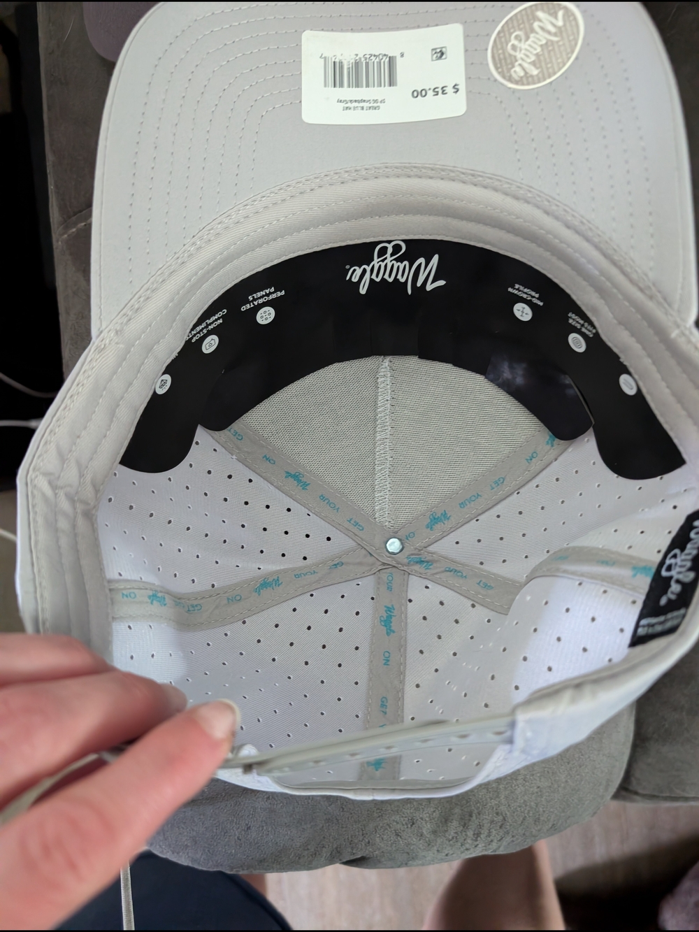 Unisex Light Gray Baseball Cap with Teal Heron Embroidery - Picture 4 of 4